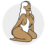 Curvy woman kneeling