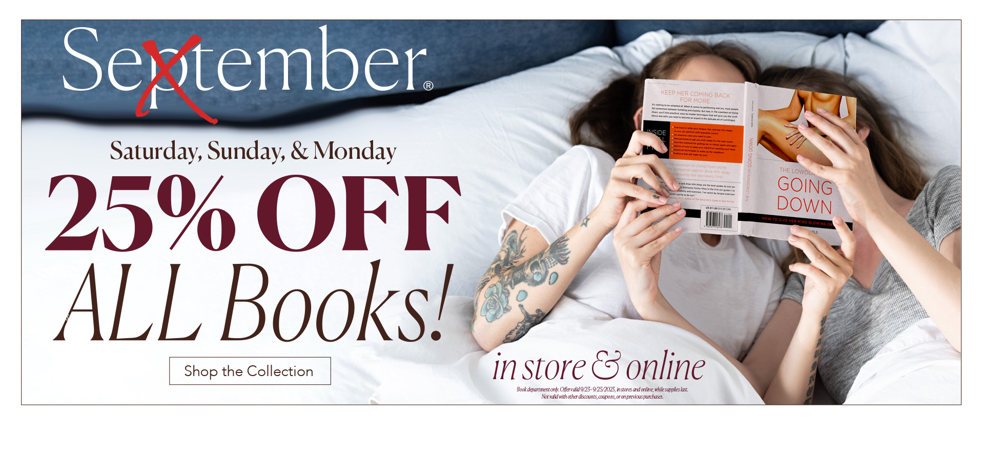 Sextember - Saturday, Sunday, & Monday 25% OFF ALL books! - in store & online - Shop the Collection
