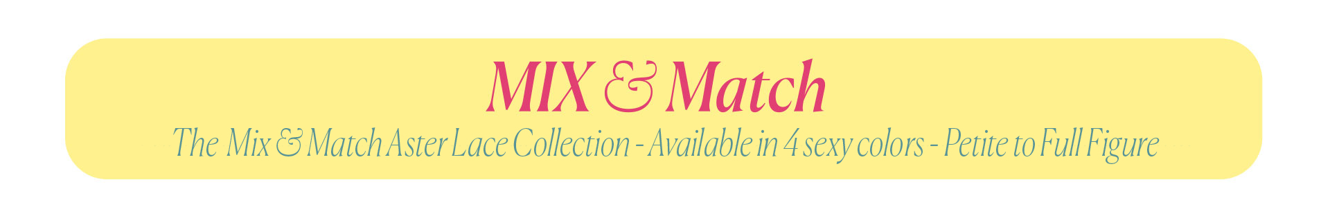 Mix & Match - The 8 Piece Mix & Match Aster Lace Collection - Available in 4 sexy colors - Petite to Full Figure