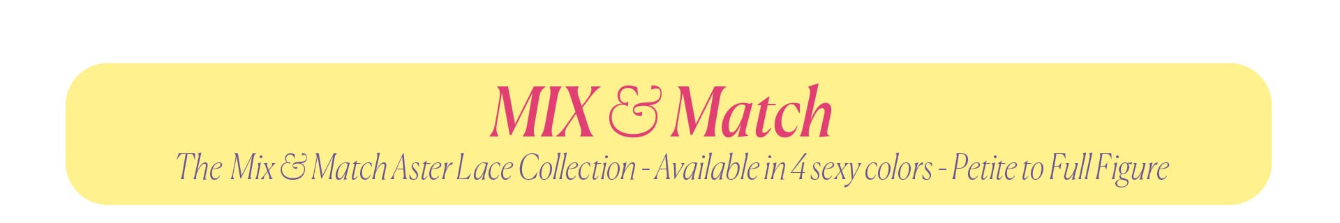 Mix & Match - The Mix & Match Aster Lace Collection - Available in 4 sexy colors - Petite to Full Figure