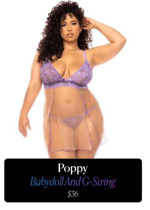 Poppy Plus Size Babydoll And G-String - $36