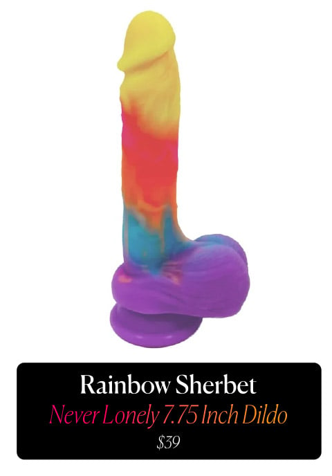 Rainbow Sherbet Never Lonely 7.75 Inch Dildo - $39