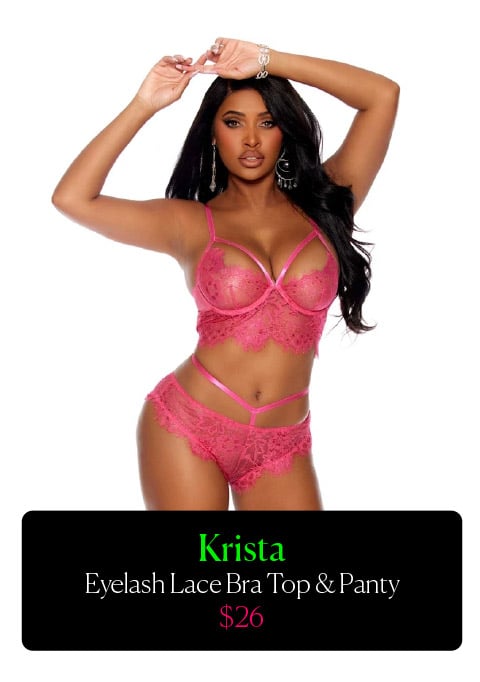 Krista  Eyelash Lace Bra Top & Panty $26