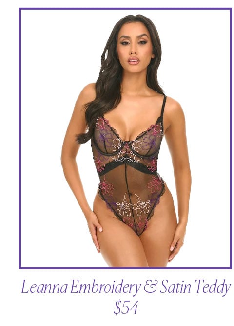 Leanna Embroidery & Satin Teddy $54