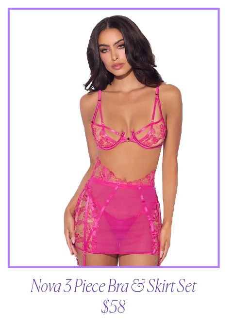 Nova 3 Piece Bra & Skirt Set $58