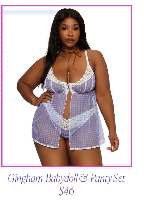 Gingham  Babydoll &  Panty Set $46