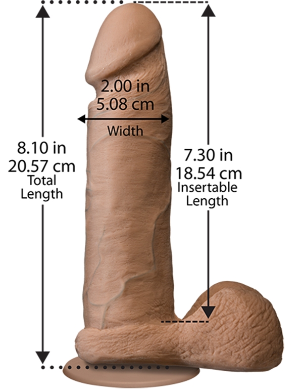 Ultraskyn Realistic 8In Brown Dildo ALT1 view Color: BR