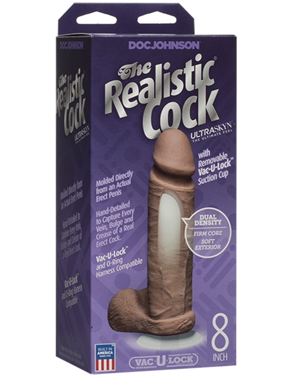 Ultraskyn Realistic 8In Brown Dildo ALT2 view Color: BR