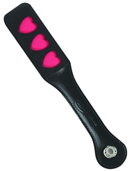 Alternate front view of HEARTS LEATHER PADDLE