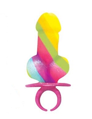 Front view of RAINBOW COCK POP RING