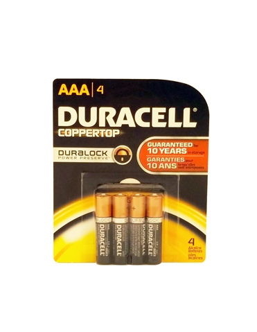 4 PACK AAA DURACELL ON CARDS - MN2400-BP-4-US-5865