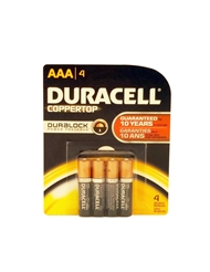 Front view of 4 PACK AAA DURACELL ON CARDS