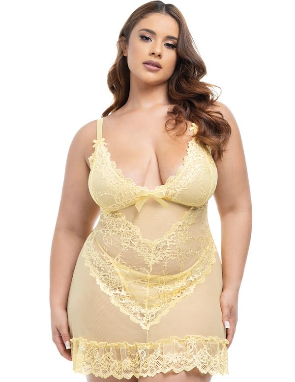 Valentine Plus Size Babydoll default view Color: BA