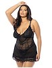 Additional BLACK view of product VALENTINE PLUS SIZE BABYDOLL with color code BK