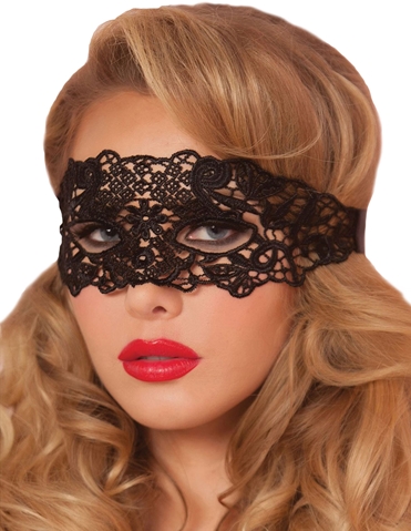 Lace Eye Mask With Satin Ribbon Tie default view Color: BK