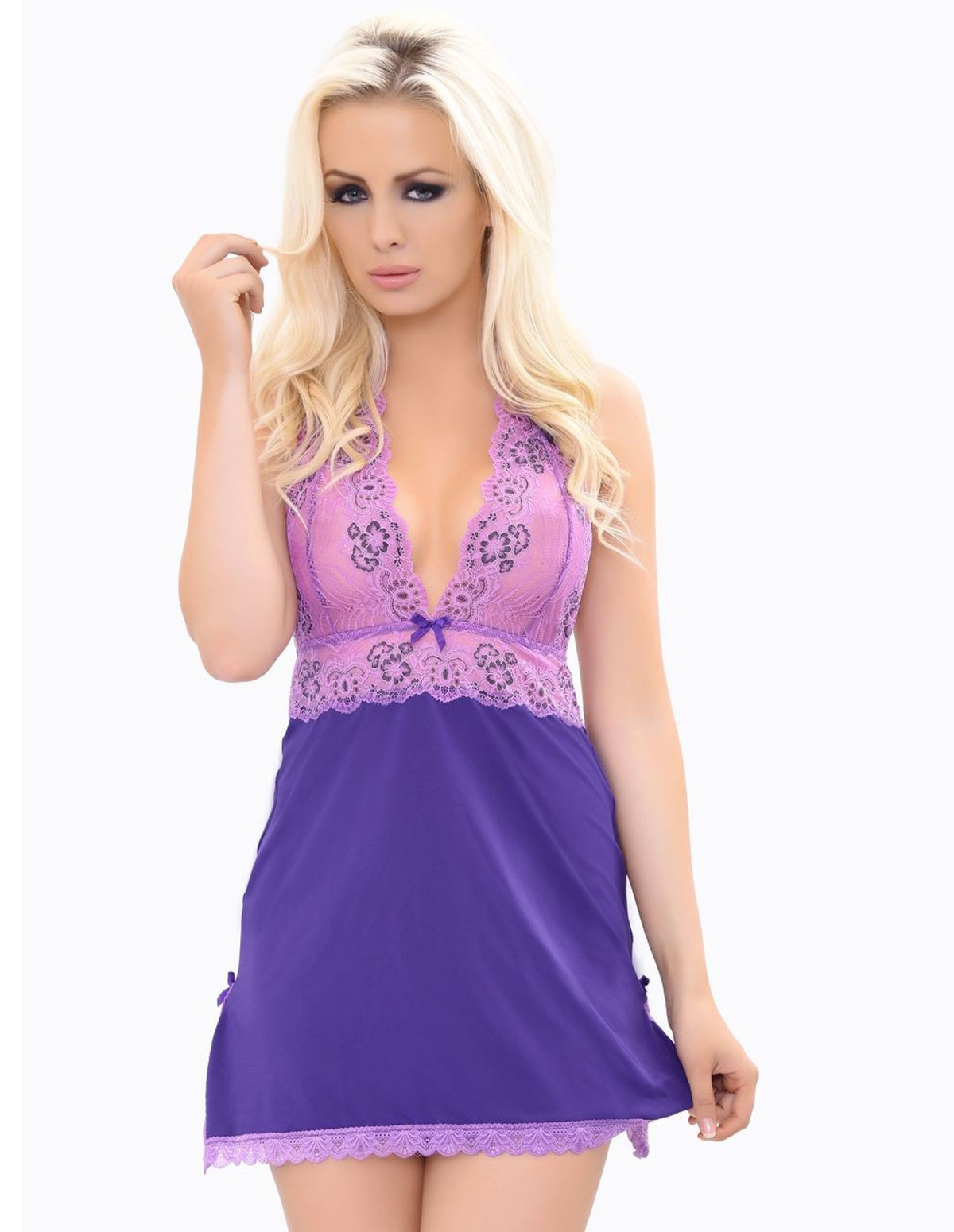 alternate image for Lilac Love Lace Halter Chemise