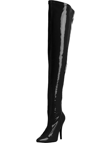 Bettie 5 Inch Patent Thigh High Boot default view Color: BK