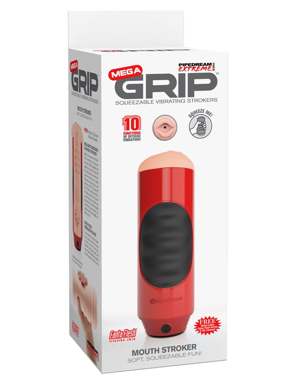 Mega Grip Vibrating Mouth Stroker ALT6 view Color: RB