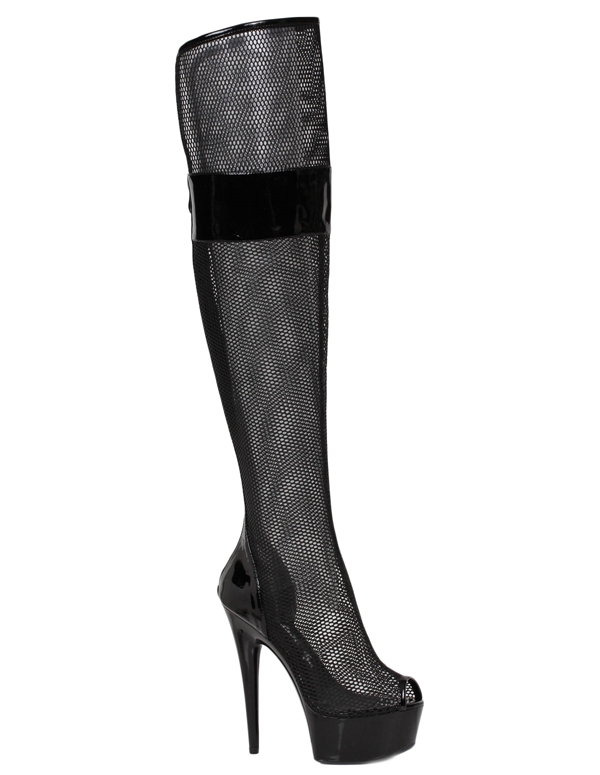 Ivy Fishnet Thigh High Boot default view Color: BK