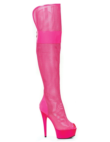 Ivy Fishnet Thigh High Boot default view Color: HP