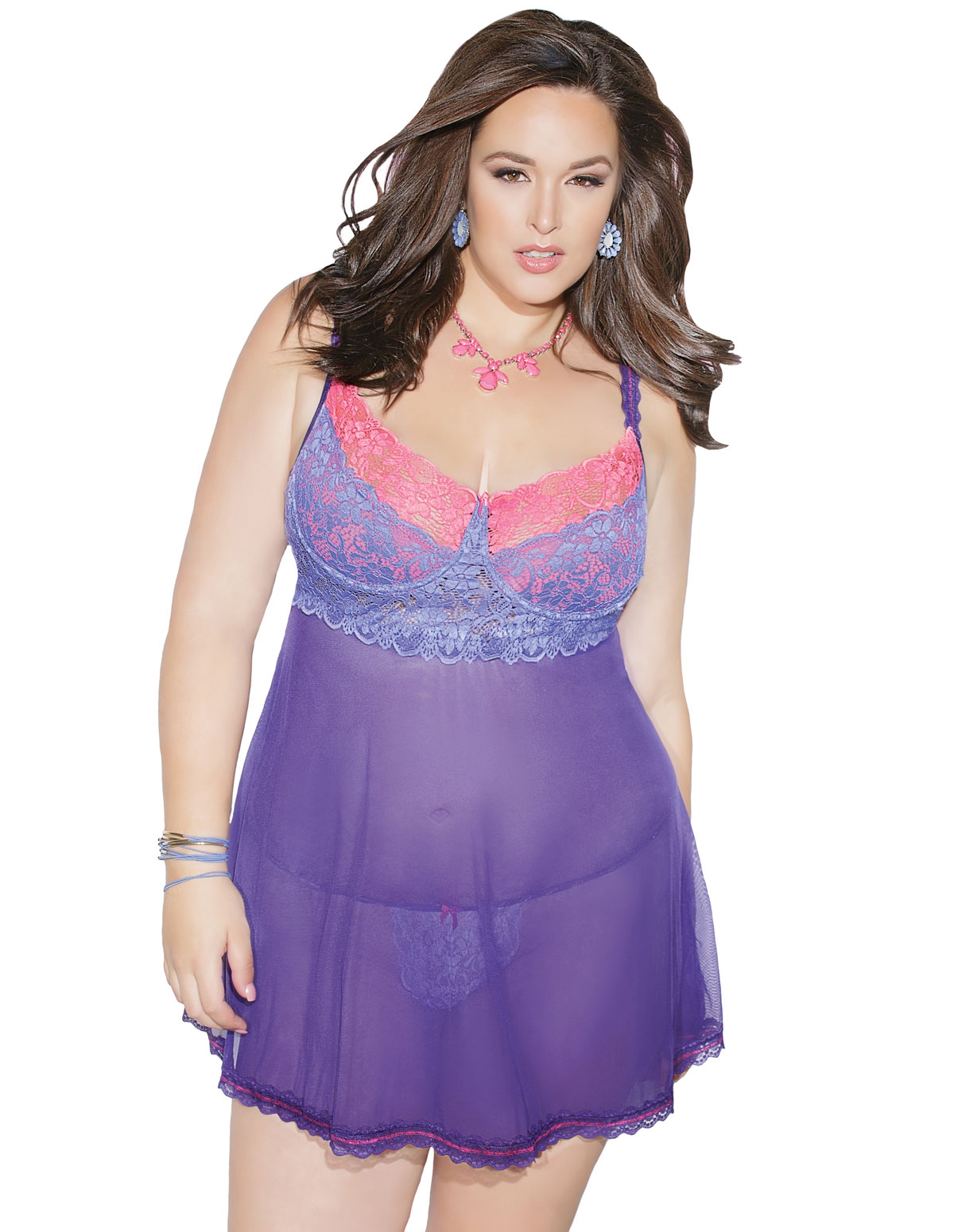 alternate image for Sweet Treat Lace And Mesh Babydoll