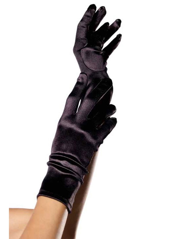 Satin Wrist Length Gloves default view Color: BK