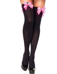 Front view of OPAQUE THIGH HIGH W/BOW