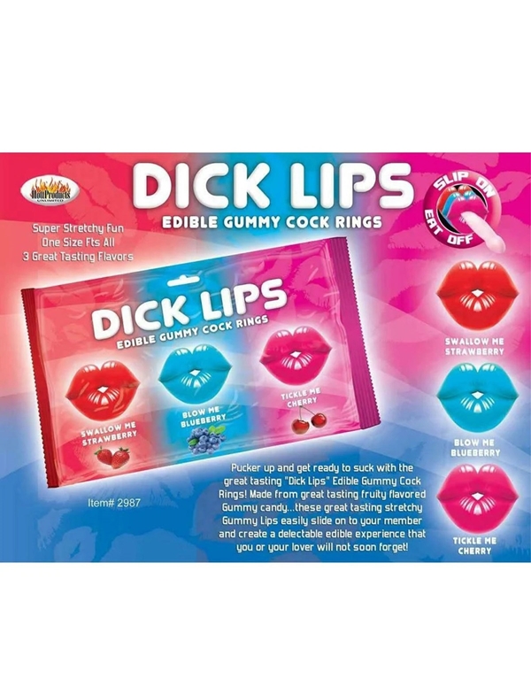 Dick Lips Gummy Cock Rings 3Pk ALT4 view Color: AS