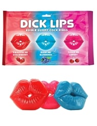 Alternate front view of DICK LIPS GUMMY COCK RINGS 3PK
