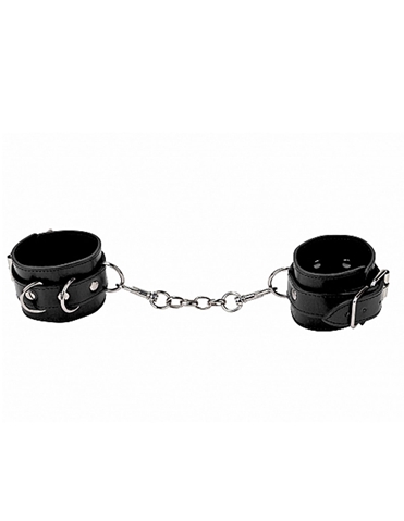 OUCH LEATHER HAND CUFFS - OU048BLK-03215
