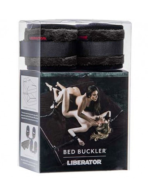Bed Buckler Kit With Cuffs And Blindfold ALT6 view Color: BK