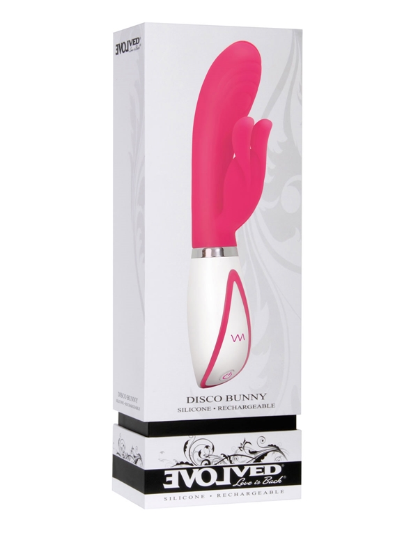 Disco Bunny Silicone Rechargeable Vibe ALT4 view Color: PK