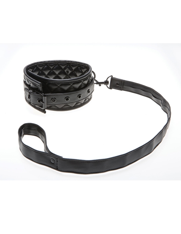 Xplay Quilted Collar And Leash ALT view Color: BK
