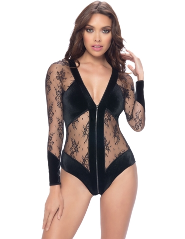 A Touch Of Velvet Lace Zip Teddy default view 