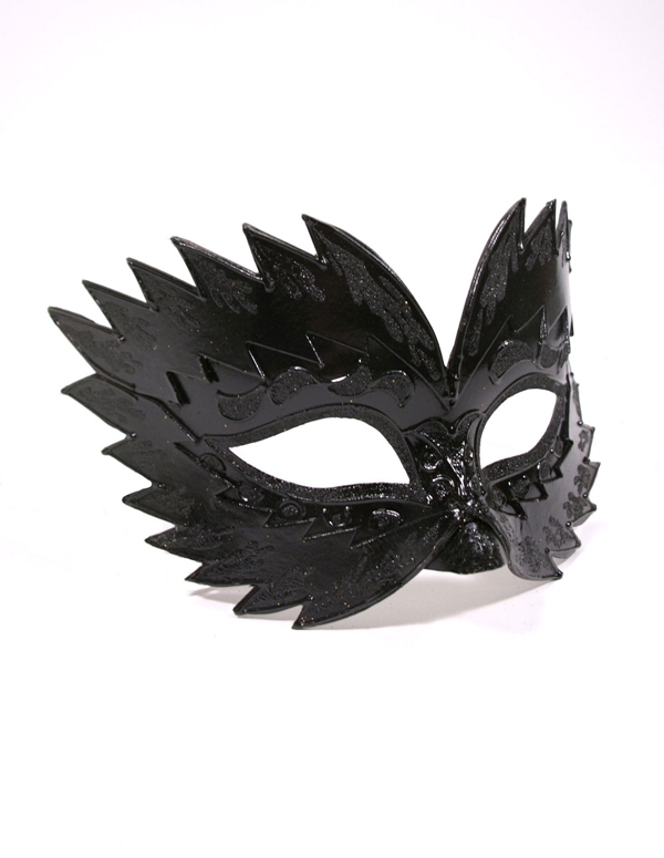 Shiney Black Raven Mask ALT view Color: BK