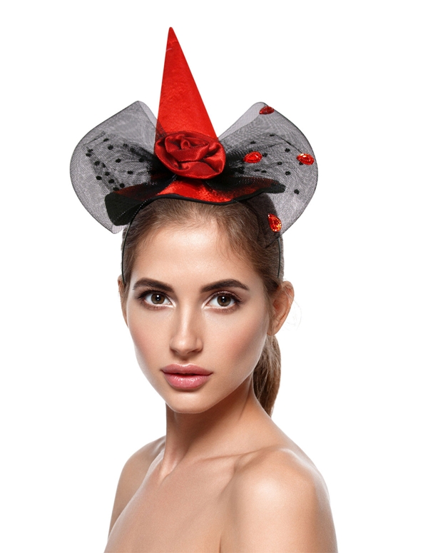 Bow Mini Witch Hat With Rose default view Color: BKR