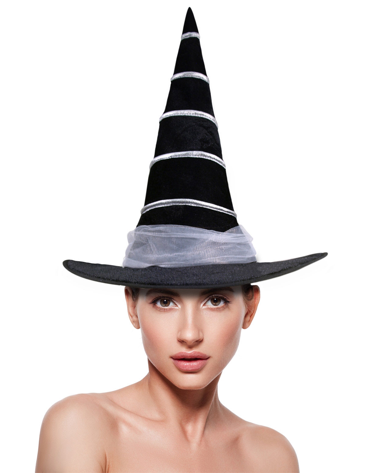 alternate image for Black & White Stripe Witch Hat