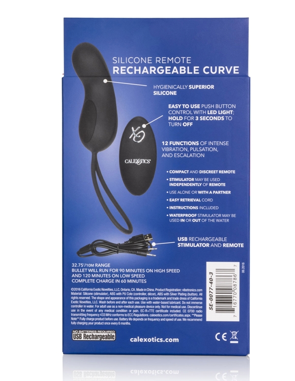 Silicone Remote Rechareable Curve Egg ALT4 view Color: BK