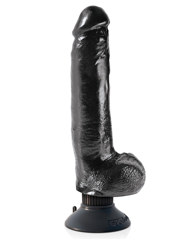 King Cock 9-Inch Vibrator With Balls Black default view Color: BK