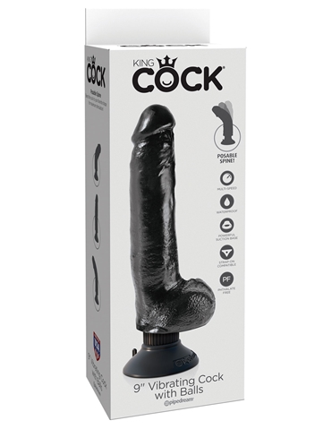 King Cock 9-Inch Vibrator With Balls Black ALT6 view 
