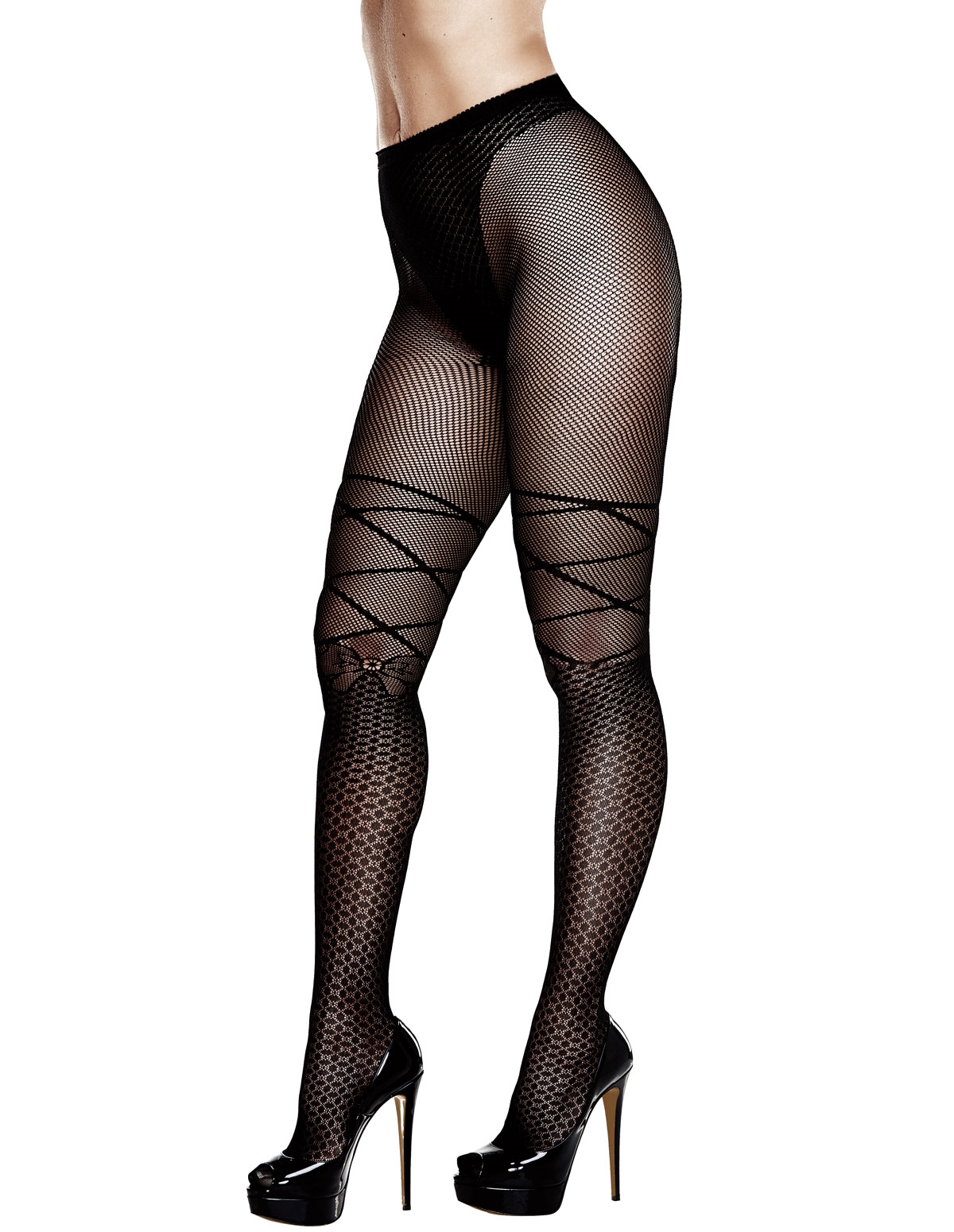 alternate image for Jacquard Pantyhose With Bow