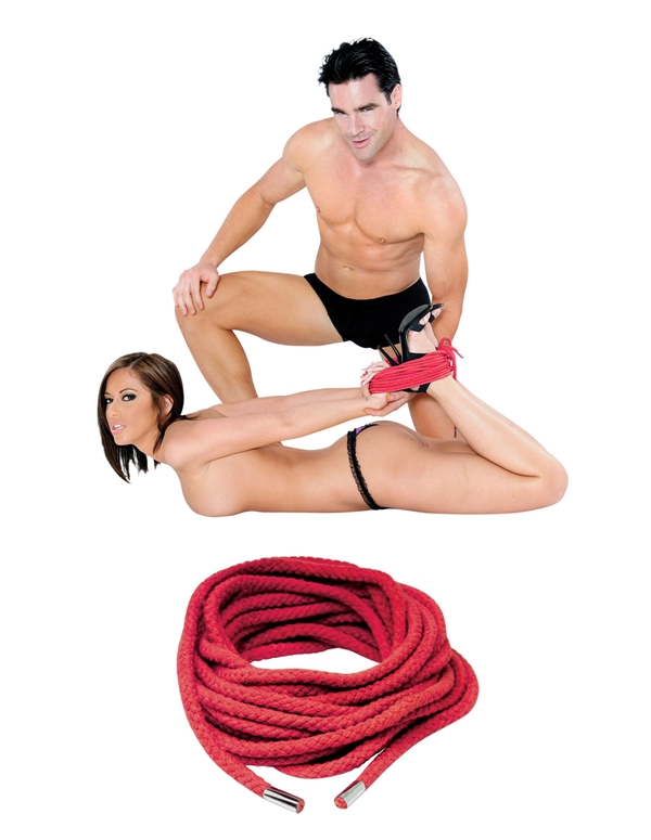 Japanese Silk Bondage Rope Red ALT2 view Color: RD