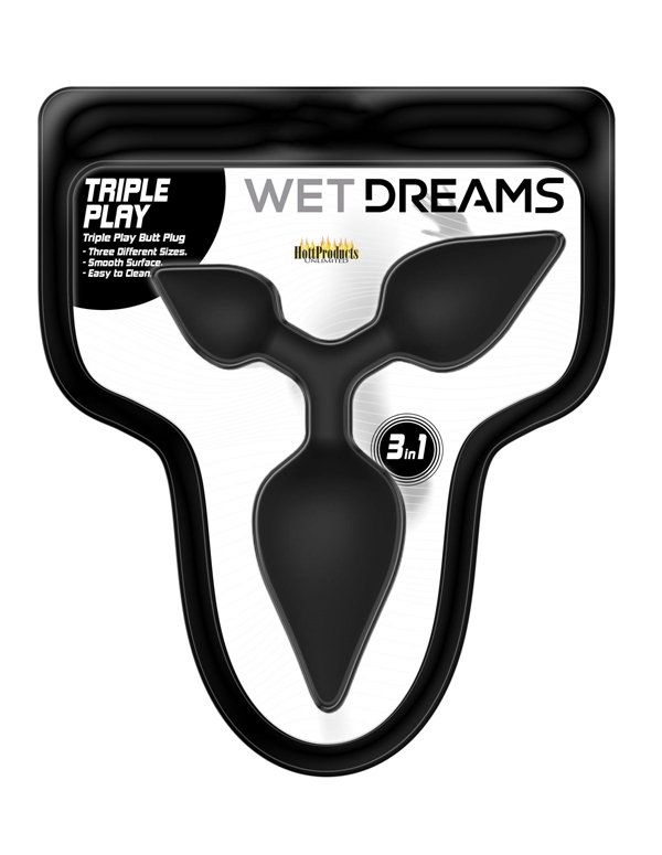 Wet Dreams Triple Play Butt Plug ALT1 view Color: BK