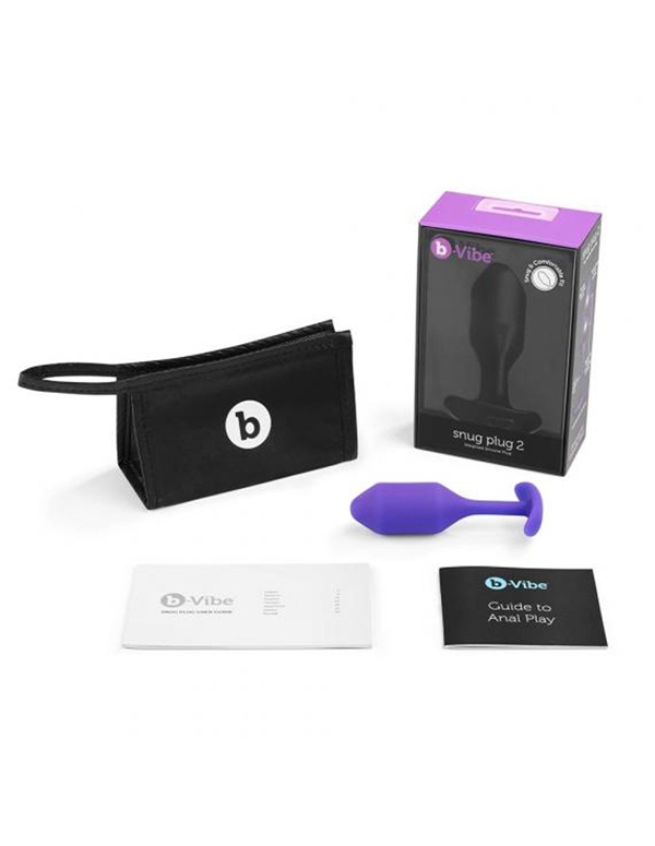 B-Vibe Snug Plug 2 Weighted Silicone Butt Plug ALT4 view Color: PR