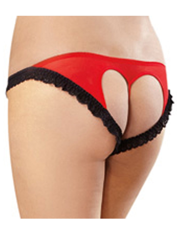 Lace Ruffle Trim Open Back Panty - Plus ALT1 view Color: RB