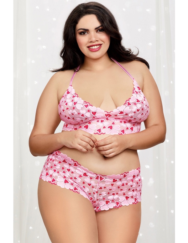 LOVE AND HEARTS THREE PIECE CAMI SET ALT1 view Color: RD