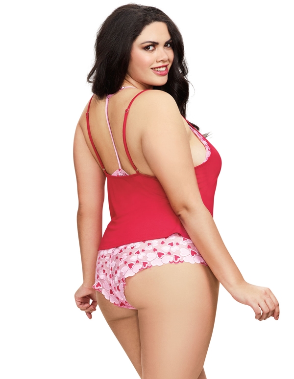 LOVE AND HEARTS THREE PIECE CAMI SET ALT2 view Color: RD