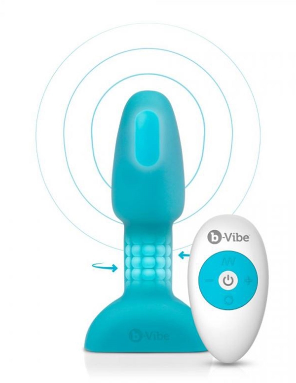B-Vibe Rimming Petite Butt Plug In Blue default view Color: TL
