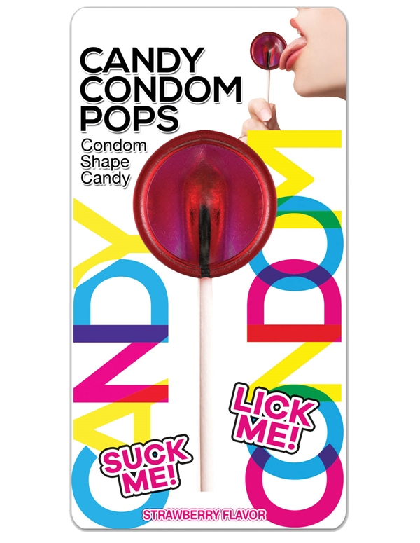 Candy Condom Pops - Strawberry default view Color: RD