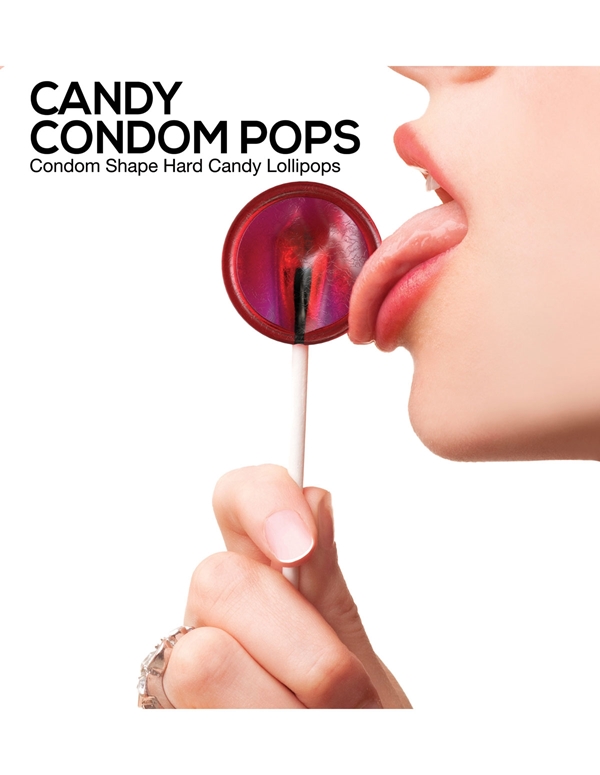 Candy Condom Pops - Strawberry ALT view Color: ST
